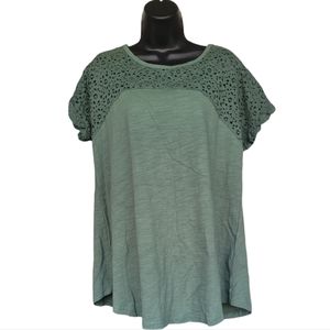 Suzanne Berto Green Eyelet Shirt XL
